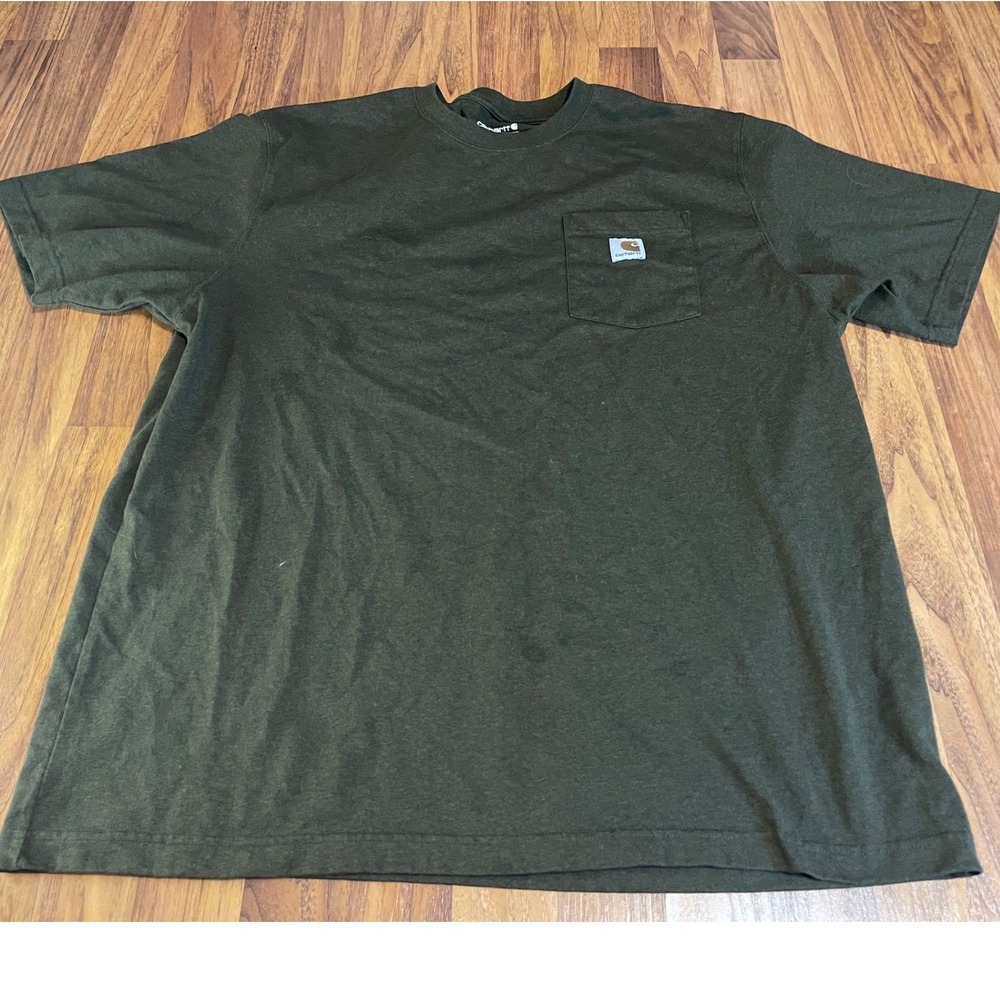 Carhartt K87 Pocket T-Shirt Mens XL Loose Fit Olive Green Heather Workwear Tee